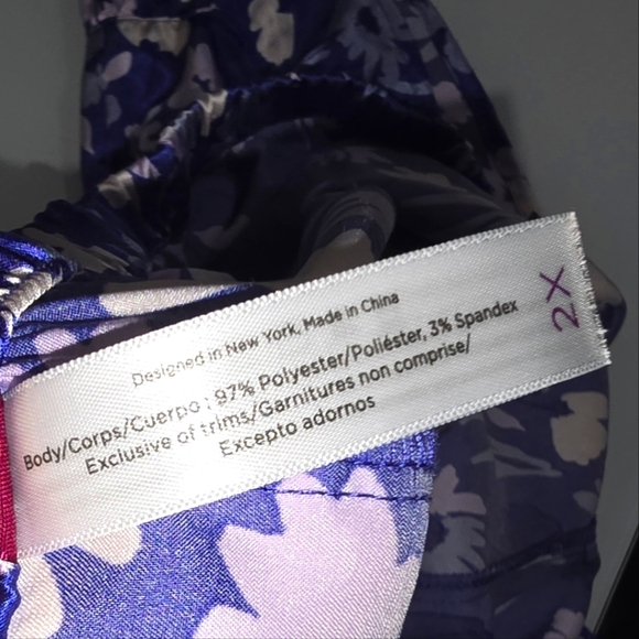 Adore Me Satin Luana Pajama Cami & Short Set Light Pink & Floral Purple Plus 2X - Picture 9 of 13